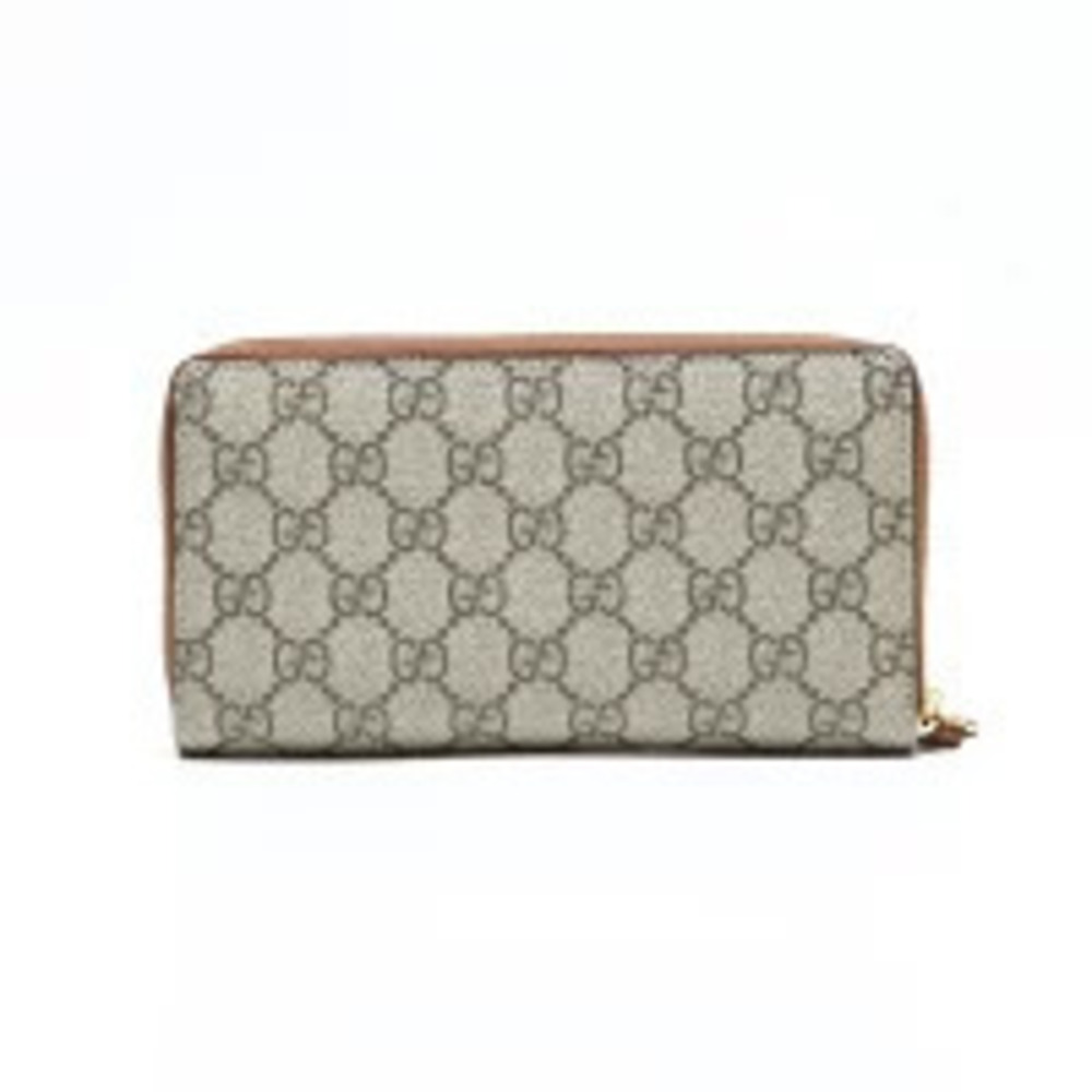 Gucci Cream Roundship GG Long Wallet Beige Supreme Cream Tan